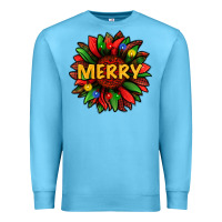 Ocean Blue merry christmas with light sunflower bbs Premium Sweatshirt - BundleAndBundleShop