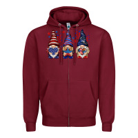 Burgundy 4th Of July gnomies with stars Zipper Hoodie - HowdyJamesFarm