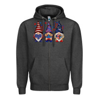 Charcoal Heather 4th Of July gnomies with stars Zipper Hoodie - HowdyJamesFarm