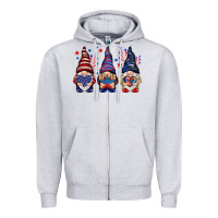 Heather Grey 4th Of July gnomies with stars Zipper Hoodie - HowdyJamesFarm