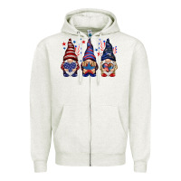 Oatmeal Heather 4th Of July gnomies with stars Zipper Hoodie - HowdyJamesFarm