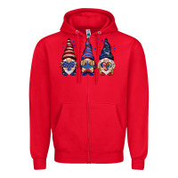 Red 4th Of July gnomies with stars Zipper Hoodie - HowdyJamesFarm