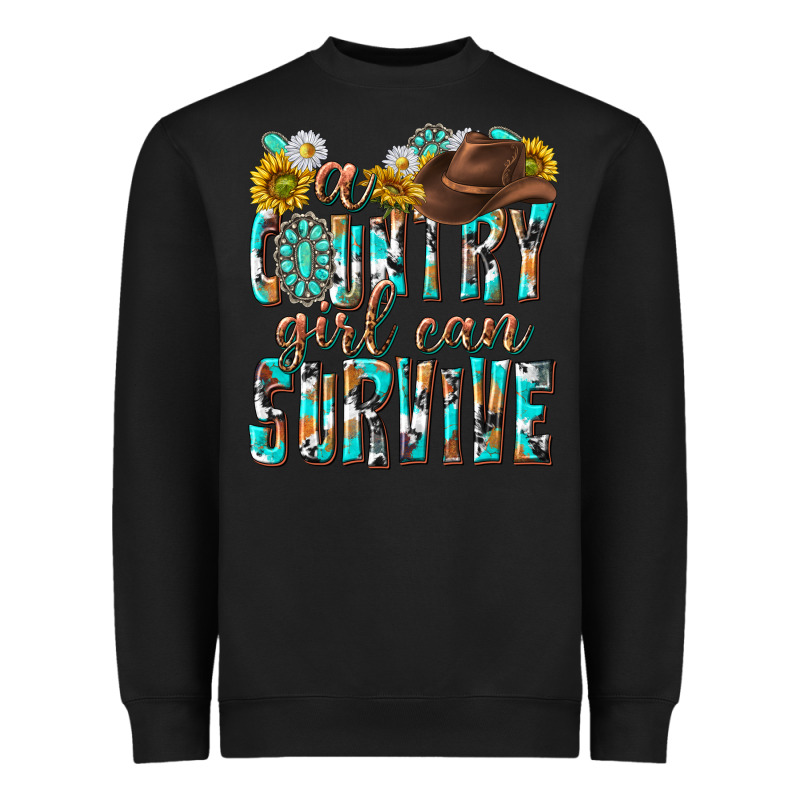 Western A Country Girl Can Survive Heavyweight Sweatshirt by texasbilliewilder | Teevron