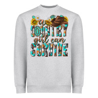 Heather Grey Western a Country Girl Can Survive Heavyweight Sweatshirt - texasbilliewilder
