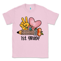 Bubblegum Pink peace love 1st grade Classic Tee - JahusDesignShop