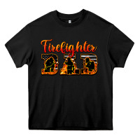 Black American Flag Firefighter Dad Heavy Core Tee - LillyAllenDesigns