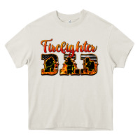 Cream American Flag Firefighter Dad Heavy Core Tee - LillyAllenDesigns