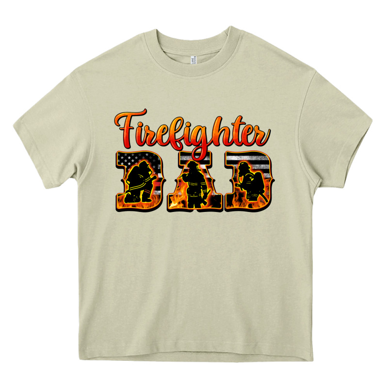 American Flag Firefighter Dad Heavy Core Tee by LillyAllenDesigns | Teevron