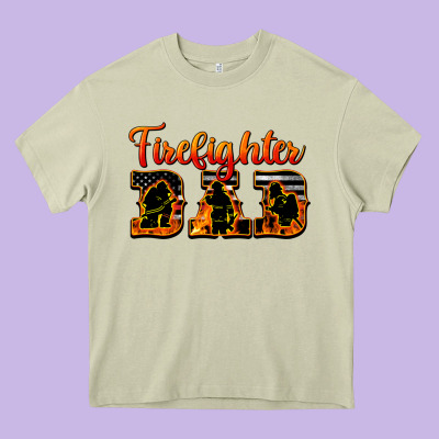 American Flag Firefighter Dad Heavy Core Tee Designed By Lillyallendesigns