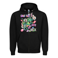 Black Easter Saurus Rex Easter Day Zipper Hoodie - CowGirlArtShop