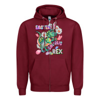 Burgundy Easter Saurus Rex Easter Day Zipper Hoodie - CowGirlArtShop