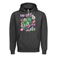 Charcoal Heather Easter Saurus Rex Easter Day Zipper Hoodie - CowGirlArtShop