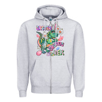 Heather Grey Easter Saurus Rex Easter Day Zipper Hoodie - CowGirlArtShop