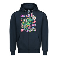 Navy Easter Saurus Rex Easter Day Zipper Hoodie - CowGirlArtShop