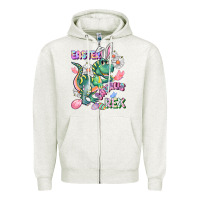 Oatmeal Heather Easter Saurus Rex Easter Day Zipper Hoodie - CowGirlArtShop
