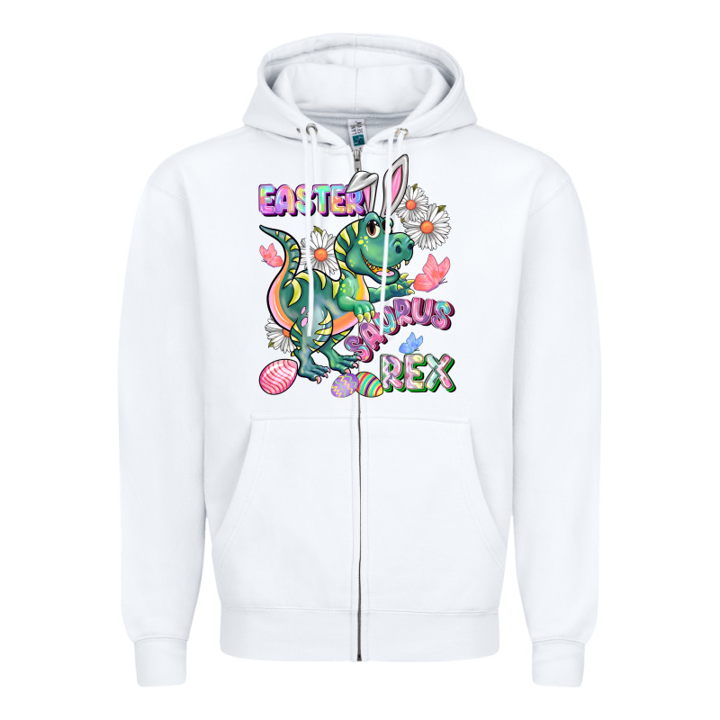 Easter Saurus Rex Easter Day Zipper Hoodie by CowGirlArtShop | Teevron