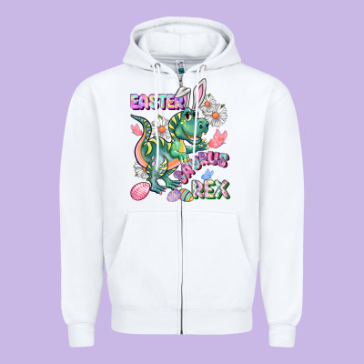 Easter Saurus Rex Easter Day Zipper Hoodie Designed By Cowgirlartshop