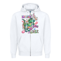 White Easter Saurus Rex Easter Day Zipper Hoodie - CowGirlArtShop