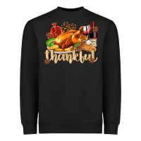 Black Thankful with Turkey Heavyweight Sweatshirt - texasbilliewilder