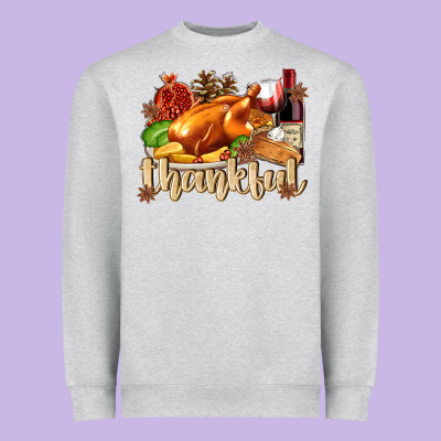 Thankful With Turkey Heavyweight Sweatshirt Designed By Texasbilliewilder