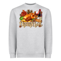 Heather Grey Thankful with Turkey Heavyweight Sweatshirt - texasbilliewilder