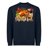 Navy Thankful with Turkey Heavyweight Sweatshirt - texasbilliewilder
