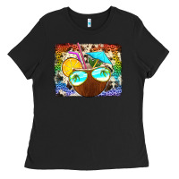 Coconut Drink With Sunglasses Ladies Tee | Teevron
