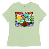 Matcha coconut drink with sunglasses Ladies Tee - Jasminsmagicworld