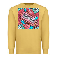 Antique Gold cosmetic fake eyelashes and butterfly with leopard seamless pattern bb Premium Sweatshirt - BundleAndBundleShop