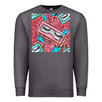 Charcoal Heather cosmetic fake eyelashes and butterfly with leopard seamless pattern bb Premium Sweatshirt - BundleAndBundleShop