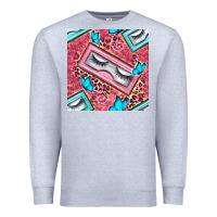 Heather Grey cosmetic fake eyelashes and butterfly with leopard seamless pattern bb Premium Sweatshirt - BundleAndBundleShop