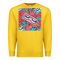 Lemon cosmetic fake eyelashes and butterfly with leopard seamless pattern bb Premium Sweatshirt - BundleAndBundleShop