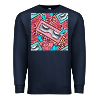 Navy cosmetic fake eyelashes and butterfly with leopard seamless pattern bb Premium Sweatshirt - BundleAndBundleShop