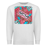 Oatmeal Heather cosmetic fake eyelashes and butterfly with leopard seamless pattern bb Premium Sweatshirt - BundleAndBundleShop