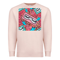 Pale Pink cosmetic fake eyelashes and butterfly with leopard seamless pattern bb Premium Sweatshirt - BundleAndBundleShop