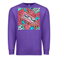 Purple cosmetic fake eyelashes and butterfly with leopard seamless pattern bb Premium Sweatshirt - BundleAndBundleShop