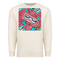 Sandshell cosmetic fake eyelashes and butterfly with leopard seamless pattern bb Premium Sweatshirt - BundleAndBundleShop