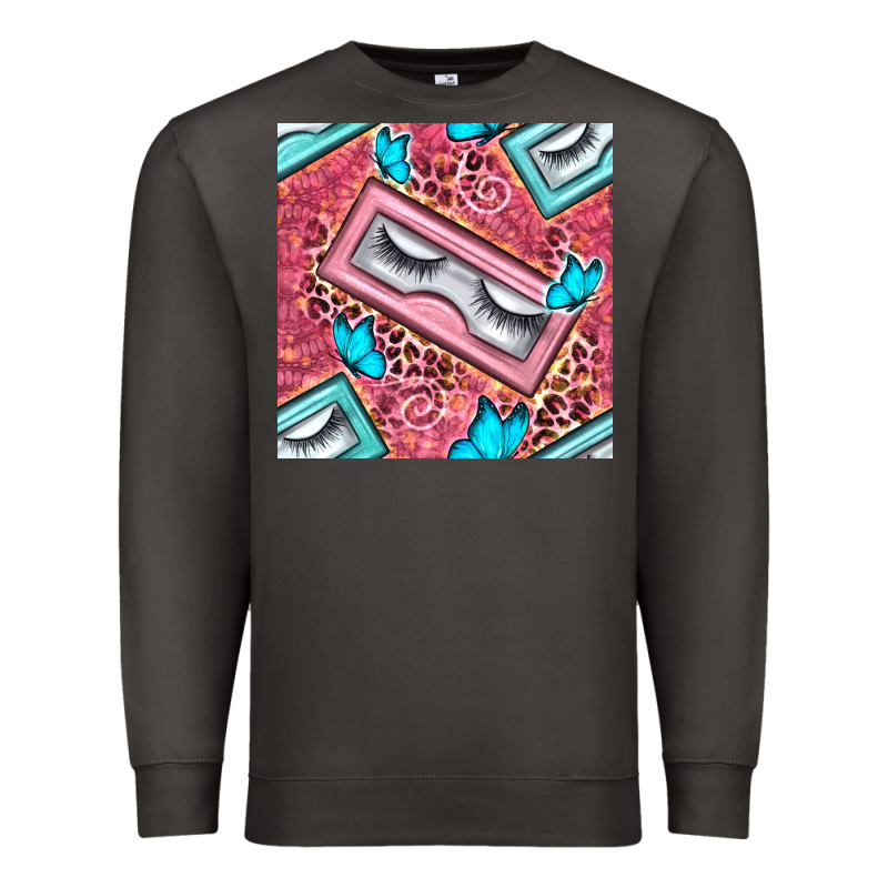 Cosmetic Fake Eyelashes And Butterfly With Leopard Seamless Pattern Bb Premium Sweatshirt by BundleAndBundleShop | Teevron