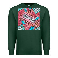 Sports Green cosmetic fake eyelashes and butterfly with leopard seamless pattern bb Premium Sweatshirt - BundleAndBundleShop
