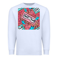 White cosmetic fake eyelashes and butterfly with leopard seamless pattern bb Premium Sweatshirt - BundleAndBundleShop