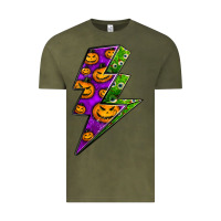 Vintage Olive halloween lightning bolt Vintage Tee - BundleAndBundleShop