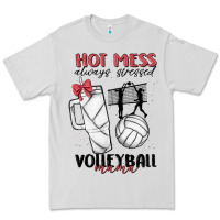 Dove Grey hot mess always stressed volleyball mama Premium Tee - MaliasSmallBusiness