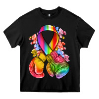 Black all color ribbon with boxing gloves Heavy Core Tee - NancyCooperArtShop