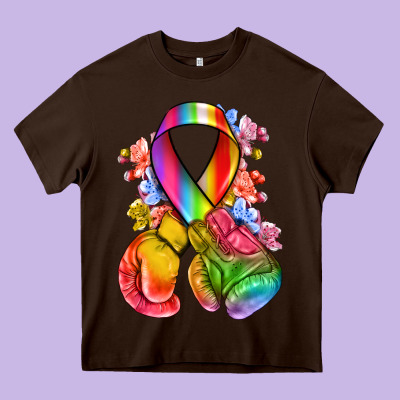 All Color Ribbon With Boxing Gloves Heavy Core Tee Designed By Nancycooperartshop