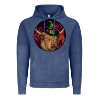 Vintage Denim halloween highland cow round Vintage Hoodie - RanaPortraitStore