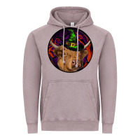 Vintage Zinc halloween highland cow round Vintage Hoodie - RanaPortraitStore