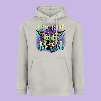Rockin' The Mom Mother's Day Heavyweight Hoodie Designed By Fadigitalartstudio