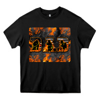 Black American Firefighter Dad Heavy Core Tee - LillyAllenDesigns