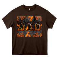 Chocolate Brown American Firefighter Dad Heavy Core Tee - LillyAllenDesigns