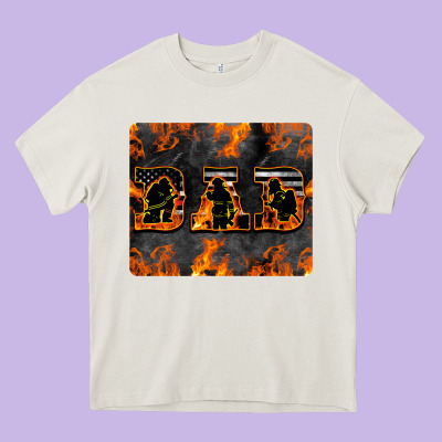 American Firefighter Dad Heavy Core Tee Designed By Lillyallendesigns